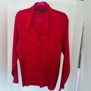 Josephine Chaus Red Ribbed Button Down Shirt